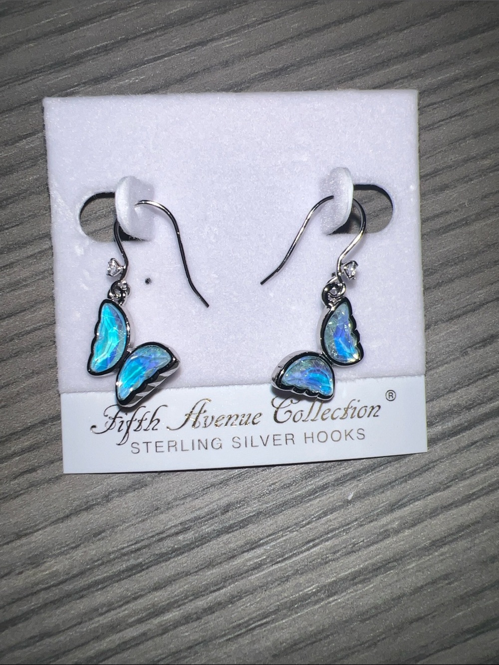 Fifth Avenue Collection Sterling Silver Blue Butterfly Drop Earrings